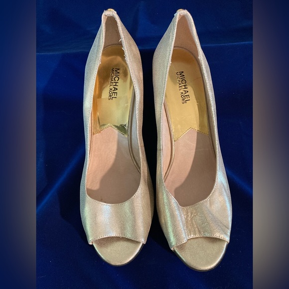 Gold Tone Peep Toe Wedges by Michael Kors Size 10M - Picture 2 of 5